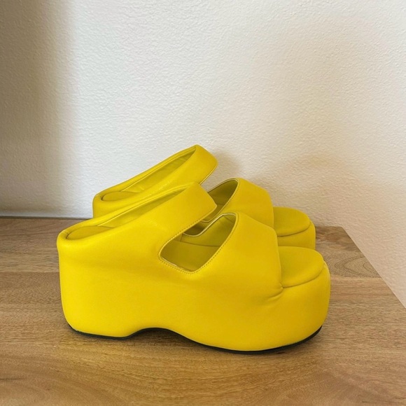 Simon Miller Shoes - Simon Miller Yellow Sculpted Platform Slide Wedges